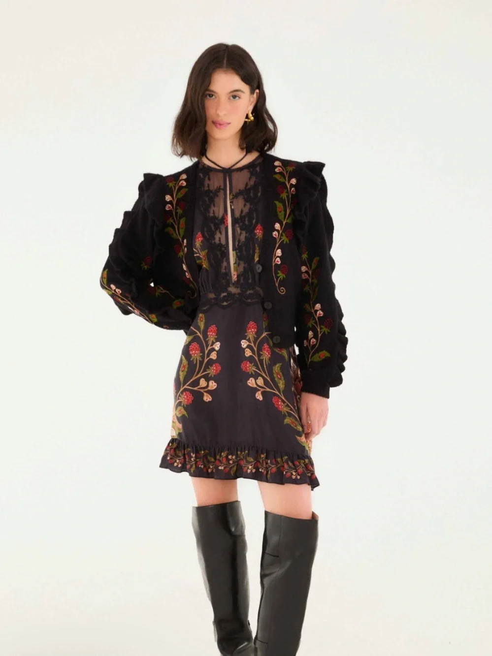 Nwt farm Rio Black Berry Embroidery
Knit Cardigan 300$ summer embroidered boho - Picture 3 of 4